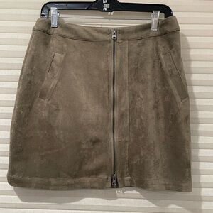 Lush Olive Green Faux Suede Skirt